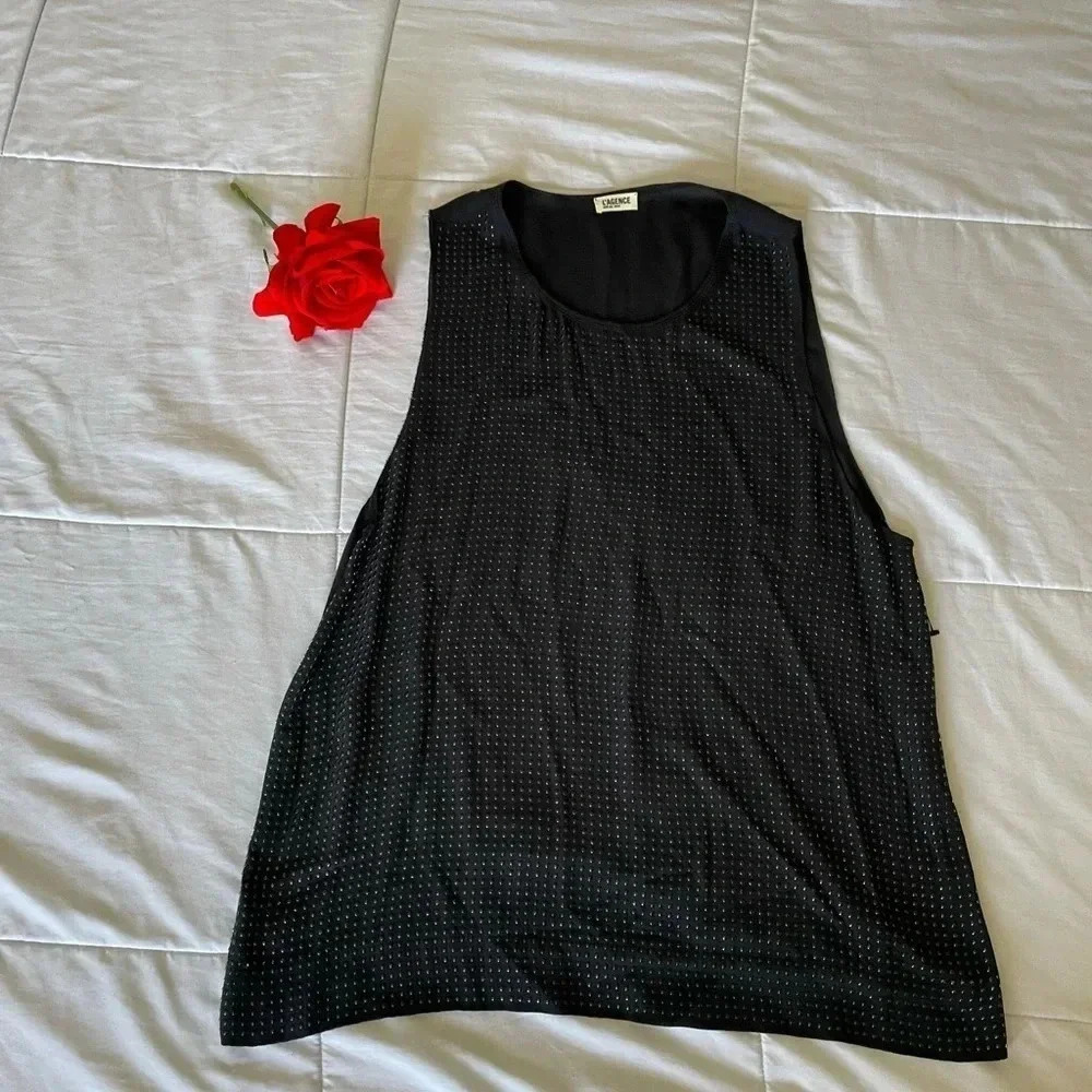 L’AGENCE silk rhinestone top